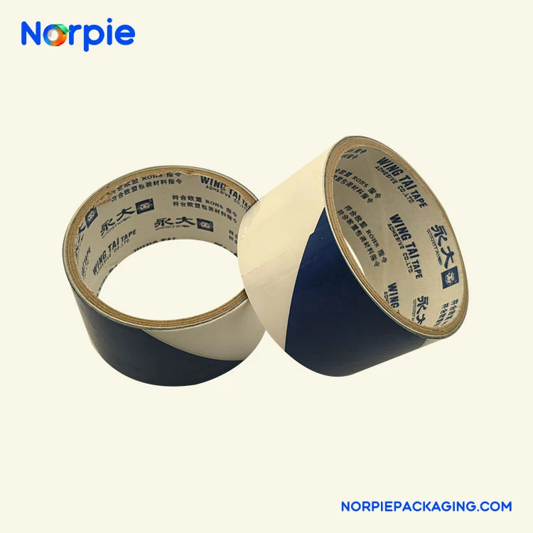 Nastro di avvertenza blu e bianco